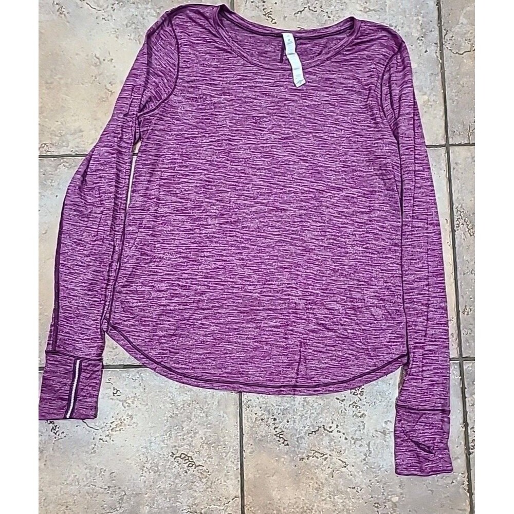 Lululemon Long Sleeve Pullover Shirt Thumb Holes Burgundy 10 High Back